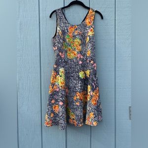 Graphic print dress with Neón details and A-line skirt